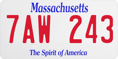 MA license plate 7AW243