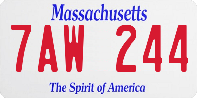 MA license plate 7AW244
