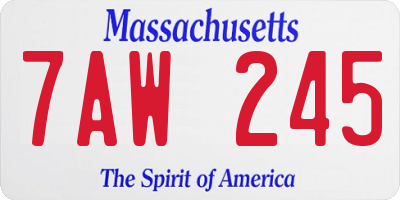 MA license plate 7AW245