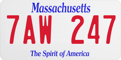 MA license plate 7AW247