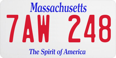 MA license plate 7AW248
