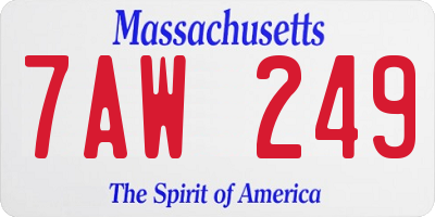 MA license plate 7AW249