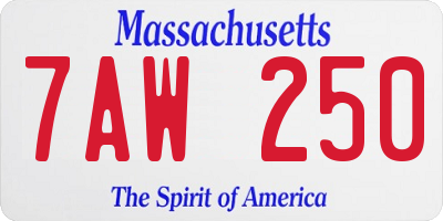 MA license plate 7AW250
