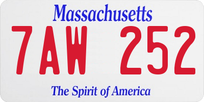 MA license plate 7AW252