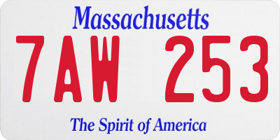 MA license plate 7AW253