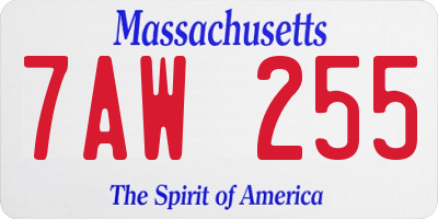 MA license plate 7AW255