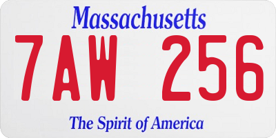 MA license plate 7AW256