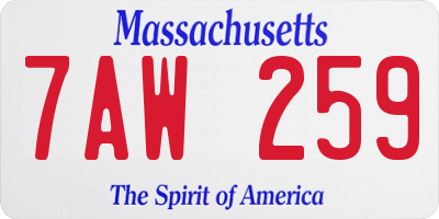 MA license plate 7AW259