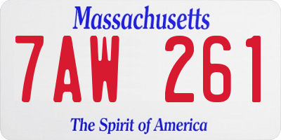 MA license plate 7AW261