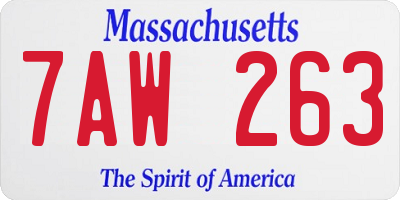 MA license plate 7AW263