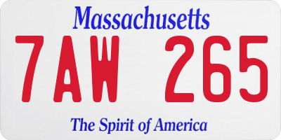 MA license plate 7AW265