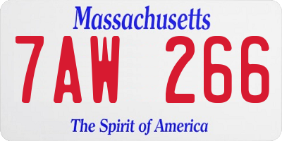 MA license plate 7AW266