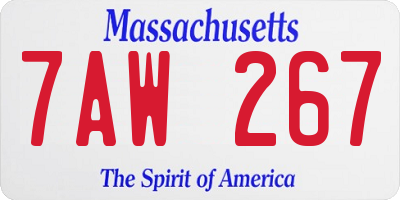 MA license plate 7AW267