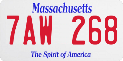 MA license plate 7AW268