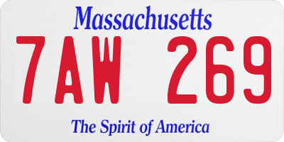 MA license plate 7AW269