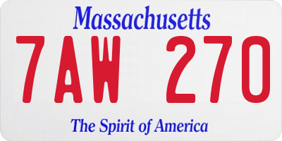 MA license plate 7AW270