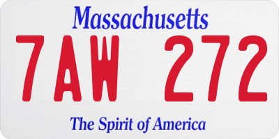 MA license plate 7AW272