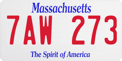 MA license plate 7AW273