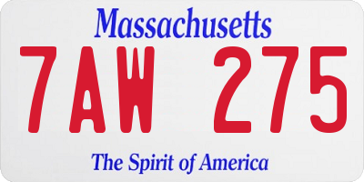 MA license plate 7AW275