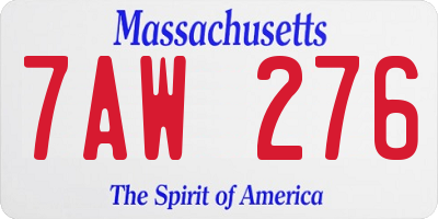 MA license plate 7AW276