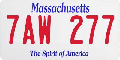 MA license plate 7AW277