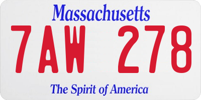 MA license plate 7AW278
