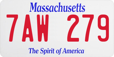 MA license plate 7AW279