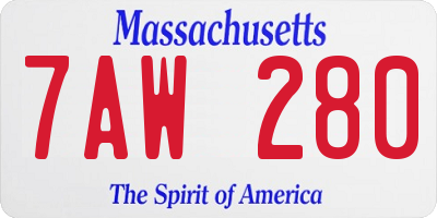 MA license plate 7AW280