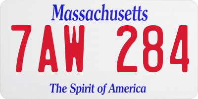 MA license plate 7AW284