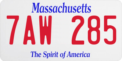 MA license plate 7AW285