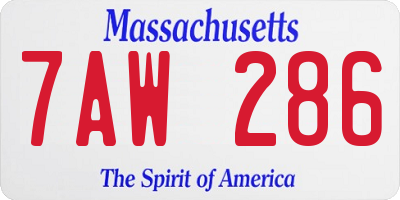MA license plate 7AW286