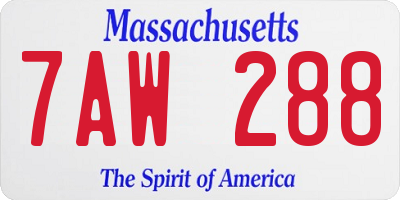 MA license plate 7AW288