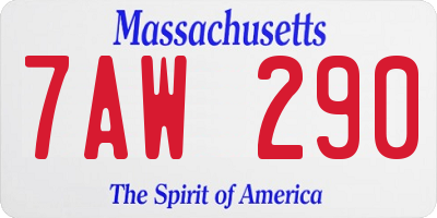 MA license plate 7AW290
