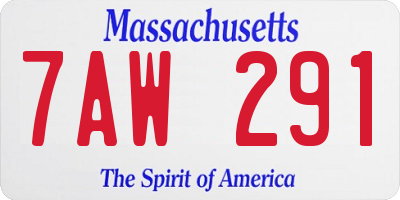 MA license plate 7AW291