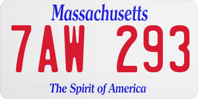 MA license plate 7AW293