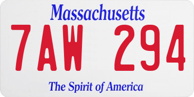 MA license plate 7AW294
