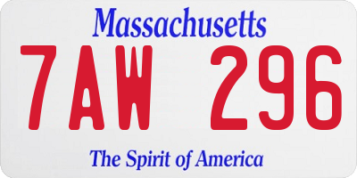 MA license plate 7AW296