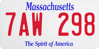 MA license plate 7AW298