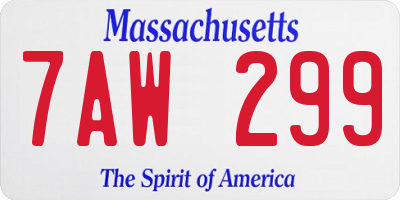 MA license plate 7AW299