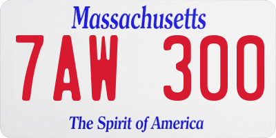 MA license plate 7AW300
