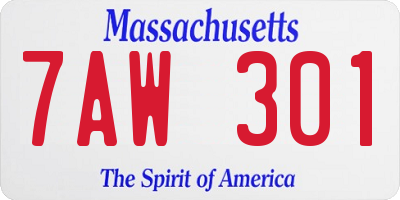MA license plate 7AW301