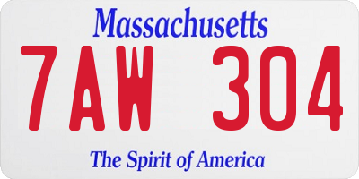 MA license plate 7AW304