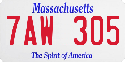MA license plate 7AW305