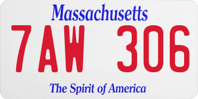 MA license plate 7AW306