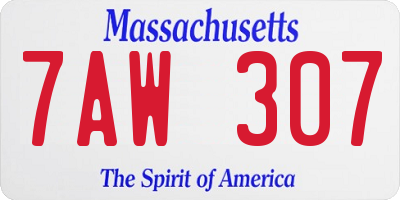 MA license plate 7AW307