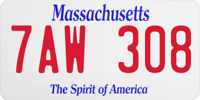 MA license plate 7AW308