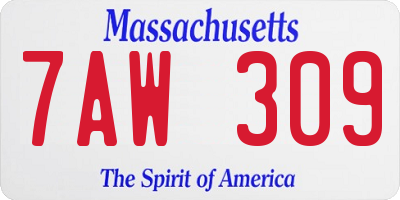 MA license plate 7AW309