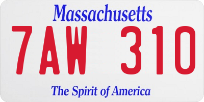 MA license plate 7AW310