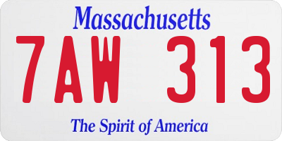 MA license plate 7AW313