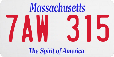 MA license plate 7AW315